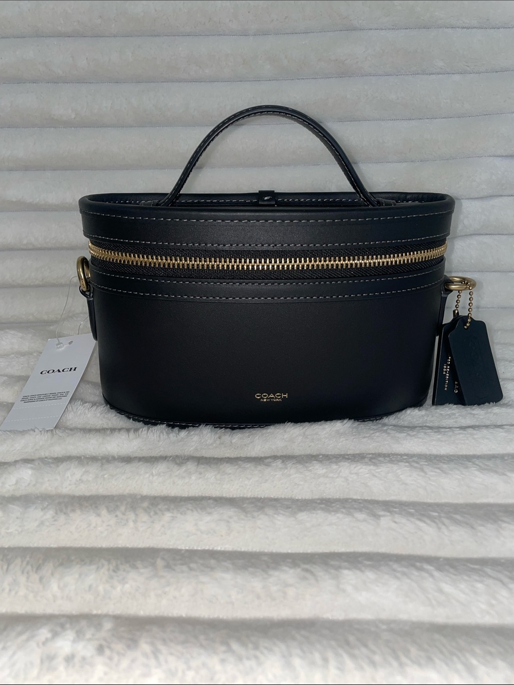 NWT Coach Black Leather Trail Bag